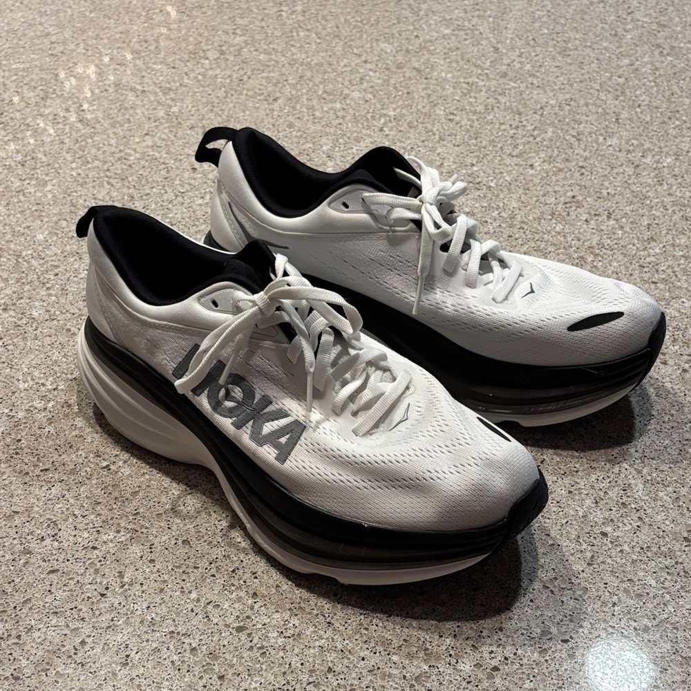 Hoka Men's White and Black Athletic Shoes